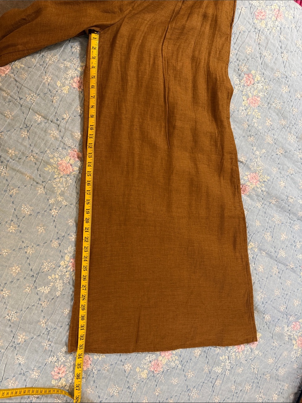 New With Tags Banana Republic Brown 100% Linen High Rise Wide Leg Pants 12 Long - Picture 8 of 8